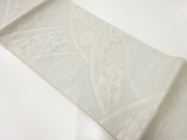 アンティーク　 紗 波車に菊模様織出し袋帯（材料）